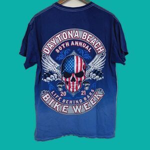 Daytona Bike Week 2021 T Shirt Thrashed Cut Sleeves Stains Life Behind Bars L